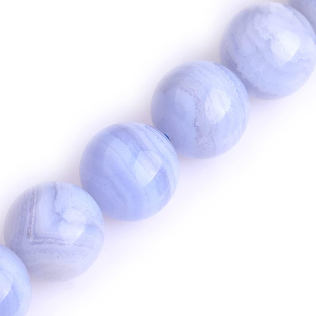 GEM-Inside Natural 14mm Blue Chalcedony Semi Precious AA Grade Round Chakras Loose Beads for Jewelry Making 15" Strand