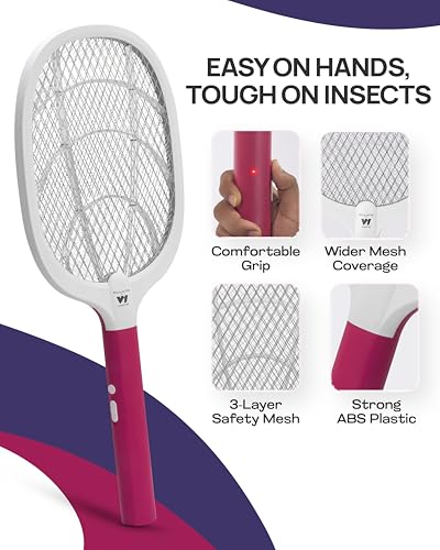 Image of Weird Wolf Electric Mosquito Bat | Heavy Duty Rechargeable Mosquito Killer Racket with Type-C Fast Charging | 1200mAh Battery | Indoor Outdoor Mosquito Racquet | 6 Months Warranty