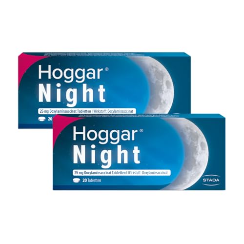 Hoggar Night - Schlaftabletten zur Hilfe beim Einschlafen und bei akuten Schlafstörungen - Gut verträglich für erholsamen Schlaf - 2 x 20 Tabletten