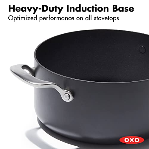 Oxo Professional Hard Anodized Pfas-Free Nonstick, 5Qt Stock Pot With Lid, Induction, Diamond Reinforced Coating, Dishwasher Safe, Oven Safe, Black #TOP6