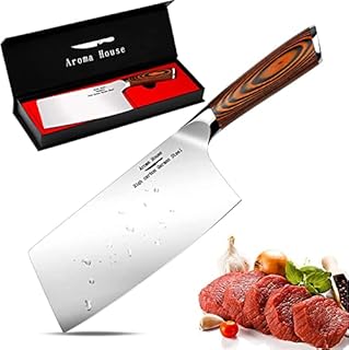 Aroma House Meat Cleaver 7 Inch, Cleaver Knife for Meat Cutting, High Carbon German Stainless Steel with Ergonomic Handle for Home, Kitchen & Restaurant, Kitchen Gift.