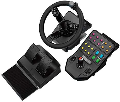 Logitech G Farm Simulator Heavy Equipment Bundle (2nd Generation), Steering Wheel Controller for Farm Simulation 22 (or Older), Pedals, Vehicle Side Panel Control Deck for PC