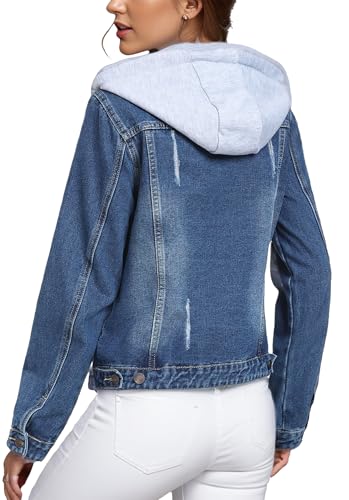 MISS MOLY Denim Jackets For Women Detachable Hoodie Button Down Causal Jean Jacket Coat2