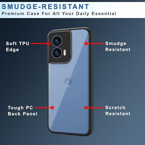 Image of CEDO Backcover for Motorola Moto G96 (5G) | Camera Protection Bump Shockproof Edge | Ultra Hybrid Transparent Acrylic Clear TPU+PC Hard Backcase Cover (Black)