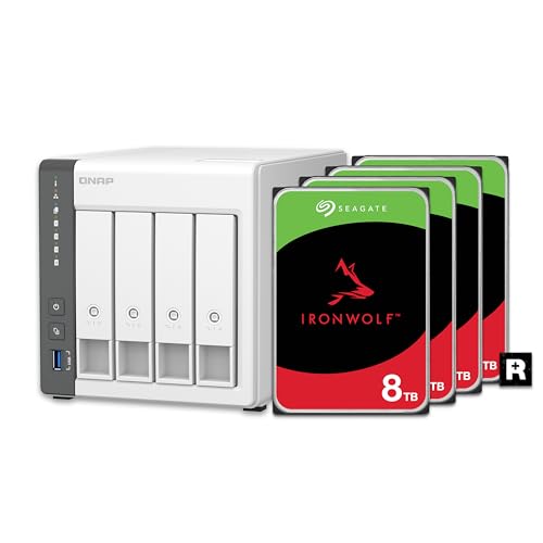 Image of QNAP 4 Bay NAS with 24TB Storage Capacity, Preconfigured RAID 5 Seagate IronWolf Drives Bundle, 2.5GbE Ports (TS-433-4G-48ST-US)