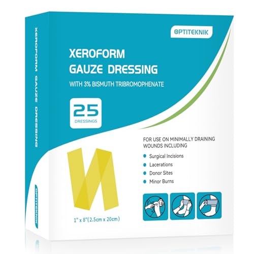Xeroform Petrolatum Dressing Non-Adherent Occlusive Fine Mesh Gauze Pad Gentle Patch for Burns Laceration Surgical Incisions & Skin Grafts (1x8 Pack of 25)