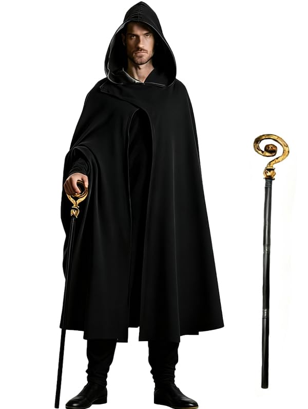 Disfraz Medieval Hombre Capa Medieval Renacentista con Capucha