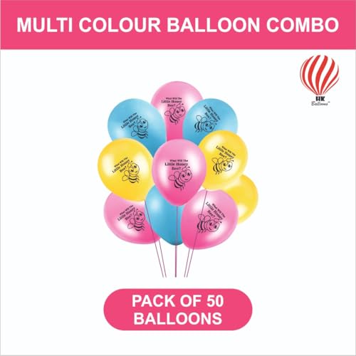 Image of HK Balloons 50Pcs Little Honey Bee Printed Balloons Decoration Item For Birthday Supplies, Baby Shower Decor Latex Balloons