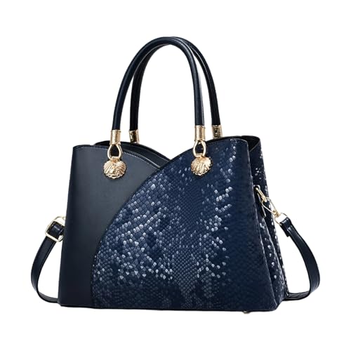 Sac à bandoulière confortable pour femme, grand sac à main bleu avec sangle réglable