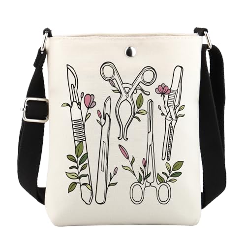 WCGXKO Bolsa mensageiro Surgical Tech Bolsa tiracolo para médicos cirurgiões plásticos presentes cirurgia médica escola graduação, Surgical Tech Branco Xk, 1
