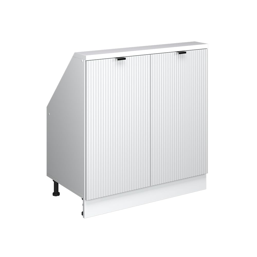 Vicco Wardrobe for sloping ceiling Rion, White corrugated/White โ image 1