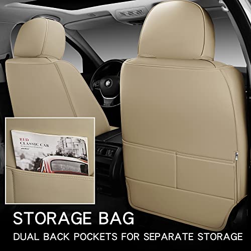 Haitour Full Coverage Leather Car Seat Covers Full Set Universal Fit For Most Cars Sedans Trucks Suvs With Waterproof Leatherette In Automotive Seat Cover Accessories (Beige) #TOP2