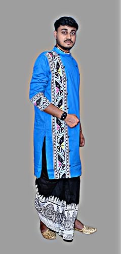 Image of Pure Cotton Full Sleeves Kurta with dupion silk Dhoti pant set (701)