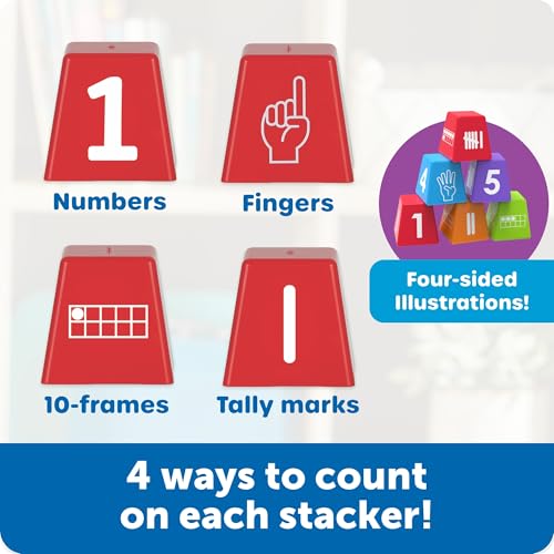 Image of Learning Resources Number Stackers - Math Manipulatives, Addition and Subtraction Flash Cards, Counting Activities, Montessori, Fine Motor Skills, Problem Solving, Classroom Must Haves, Gifts for Kids