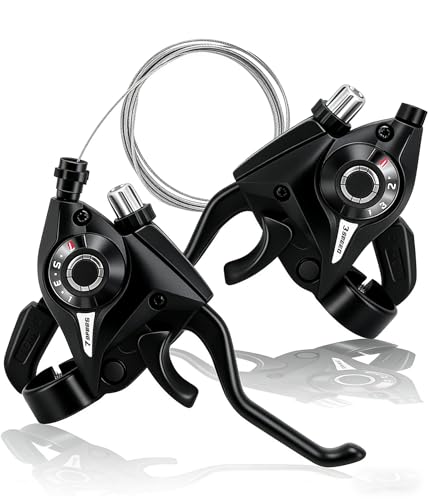 3x7 Speed Bike Shifter Brake Levers Combo 21-Speed Integrated Bicycle Gear Shifter Set with Visual Gear Indicator & Stainless Steel Shift Cables Replacement Parts for Mountain Bike Road Bike MTB