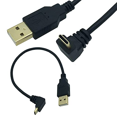 USB Type C ケーブル USB-C 3.1 90度オス - USB-A 2.0 オス 変換アダプタ ケーブル 超高速データ転送(最大5Gbps) USB Type-C機器対応 延長 コネクタケーブル 25CM
