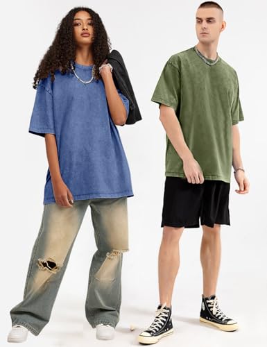 Image of Arssm Men Oversized T Shirts Vintage Tee Loose Fit Short Sleeve Casual Streetwear Baggy Washed Unisex Tops