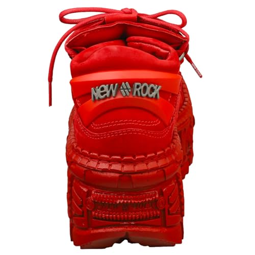 New Rock M-106WALL-C13 Metallic Red Leather Gothic Ankle Boots4