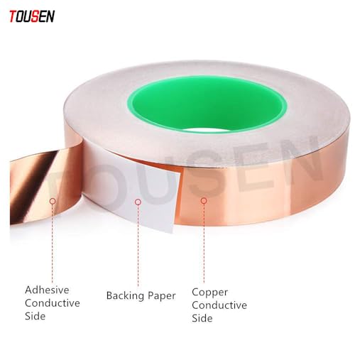 Image of Double Conductive Copper Foil Tape (0.05mm x 2 inch x 33FT) - 99.95% Pure EMI Shielding, High-Adhesion for Electronics & Grounding