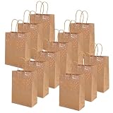 Vdaxvme 12 x bronzierende Herz-Krafts Papiertüten mit Griff für Kekse, Süßigkeiten, Geschenk, Hochzeitsbedarf, Geburtstag, Party, Dekoration, Geschenkverpackung