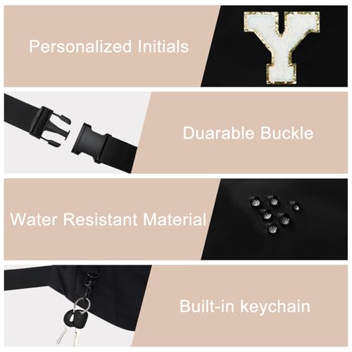 Image of Birthday Gifts for Women Men,Personalized Fanny Pack Crossbody Bag Waist Pack with Initial Letter Patch,Christmas Gifts Cute Trendy Stuff for Daughter Sister Her,Black Y