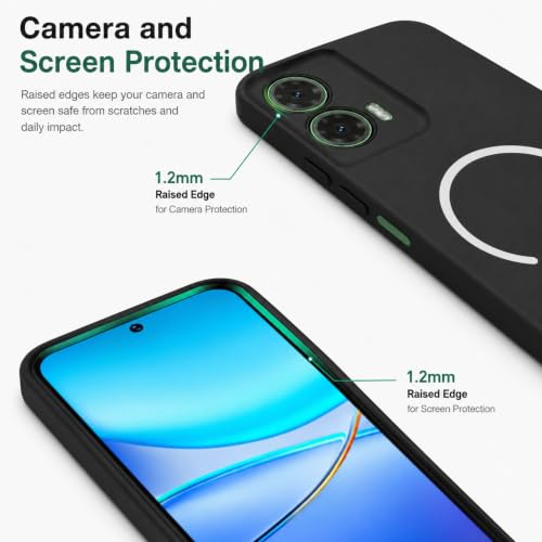 Image of SBMS Silicone Back Cover Case for Motorola Moto G35 5G | Soft Micro-Fibre Lining Inside | Magsafe Print On Back Side Camera Protection Bump | Shockproof Case for Motorola Moto G35 5G (Black)