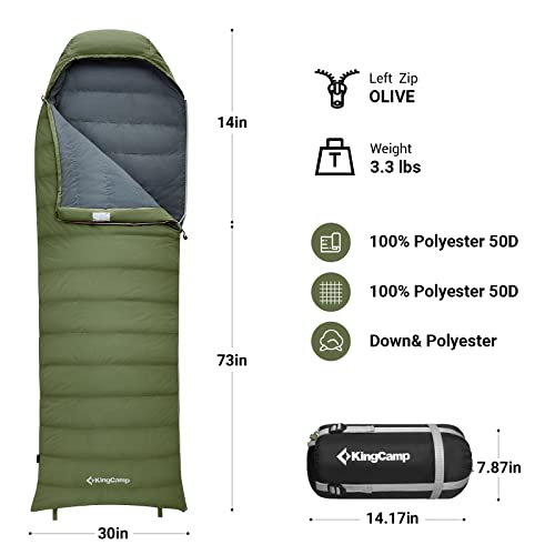 KingCamp Down Sleeping Bag 650 Fill Power Ultralight Compact Portable Sleeping Bags for Adults Cold Weather 3 Season… - Image 3
