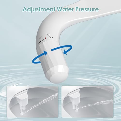 Couleeur Bidet Aufsatz für Toilette, Nicht Elektrisches Kaltwasser-Bidet mit Einziehbaren Doppel Selbstreinigenden Düsen (Front- und Heckreinigung), verstellbarer Wasserdruck WC Bidet Aufsatz