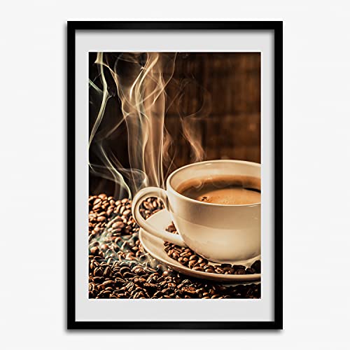 Cadre photo affiche café aromatique 50x70 cm finition bois Tulup
