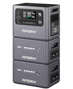 AFERIY 2800W Set Powerstation 2048Wh, Mit 2048Wh 2 Erweiterungsakku, 1,5h Schnellladung, 13 Ausgänge, Reine Sinuswelle 230V, 6144Wh LiFePO4 Solar-Generator Für Camping/Home-Office 2025 Neu