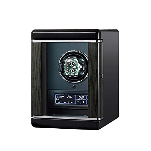 Caja de reloj Autornatic con luz, desbloqueo de huellas dactilares con control remoto, motores silenciosos integrados, 6 modos de rotación, caja de almacenamiento para bobinar