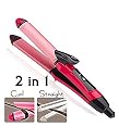 Arzet NHC-2009 Hair Straightener and Curler 2 in 1, Ceramic Plate, Quick Heat Up 180°C, Dual Function Flat Iron for Fine Hair, 360° Swivel Cord,(Pink) gallery image