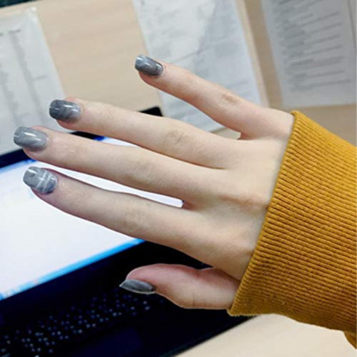 Anxncer 24枚 ネイルチップ つけ爪 グレー 大理石 海 リゾートネイル