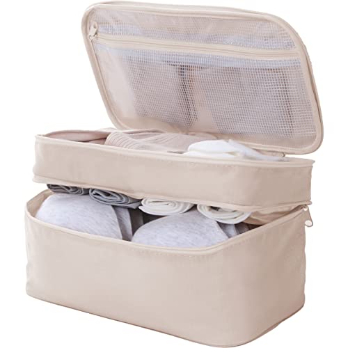 TIANZONG Compression Packing Cubes for Suitcases, Luggage Organizer Bags Set for Travel (Beige, 3 Piece Set) 3 Piece (S+M+L) 3 Beige