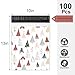 Whaline 100Pcs Christmas Poly Mailer 10 x 13 Inch Boho Xmas Tree Mailing Bags Pink Green Forest Self-Sealing Plastic Packaging Envelope Bags for Winter Small Business
