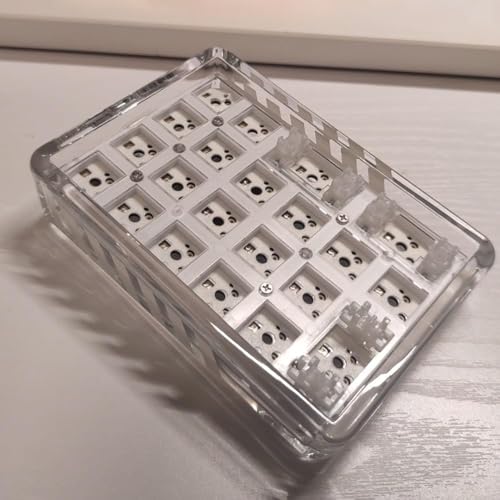 100%クリアなスイッチとキーキャップを備えた21キーメカニカルキーボード、USB-C/Bluetooth/2.4Gテンキー、クリスタル、透明、小型 (No Switch and Keycap,RGB Backlit)