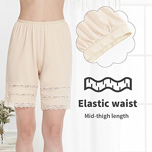 MANCYFIT Half Slip Shorts Culotte for Women Split Skirt Lace Pettipants Snip 7-9” Inseam Nude Medium