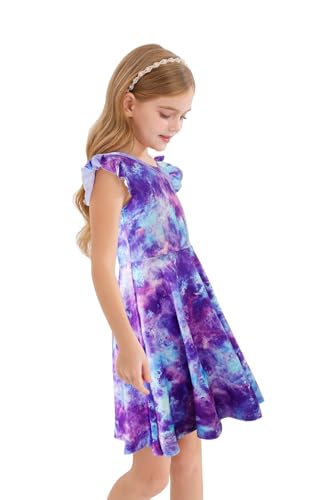 Little Girls Birthday Party Decorations Dress Tye Dye Skater Swing Twirly Sundress Dark Purple 2-3T3