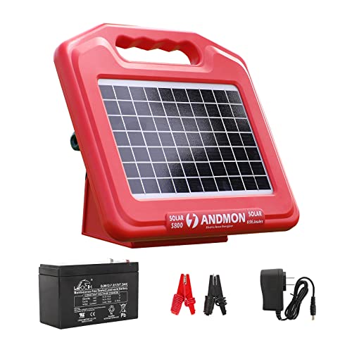 Andmon 50 Miles Solar Electric Fence Charger, 0.95...