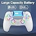 SWCTIM For PS5 Controller Wireless,Compatible with PS5 Pro/Slim/PC,Wireless Controller with 7 Colors RGB Light,Dual Vibration, Macro/Turbo Function, 3.5mm Audio Jack, 6-Axis Motion,White