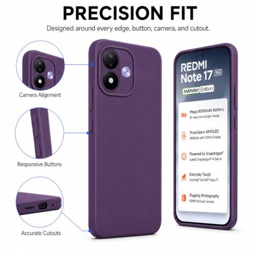 Image of FIRST MART Matte Silicone Back Cover for Redmi Note 17 - Purple