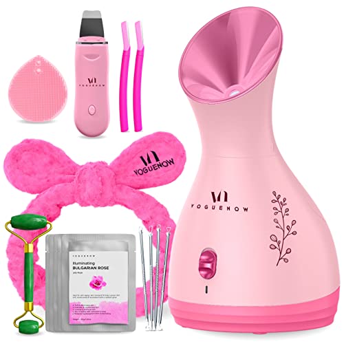 Facial Steamer Spa Kit with Complimentary 8 Skin Care Tools | Face Steamer for Facial Deep Cleaning with Towel Warmer & Humidifier Mode | Spa Self Care Gifts for Home Spa, Christmas Gifts for Women