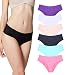 Underwear Women, Panties Hipster Seamless Invisible Bikini Half Back Coverage Lingerie-6 Pack Colors