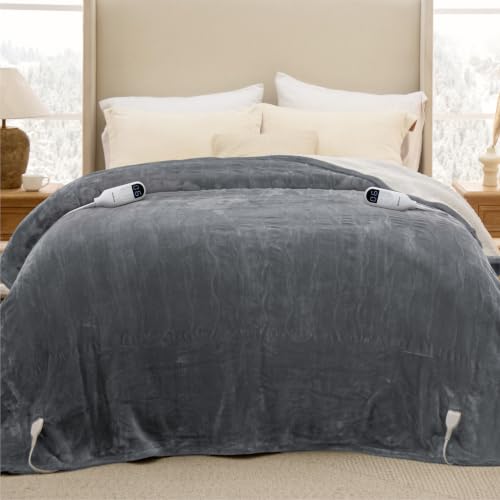Bedsure Heated Blanket Queen Size, Dual Control Electric Blanket, Grey by Bedsure - Used condition - Image 8
