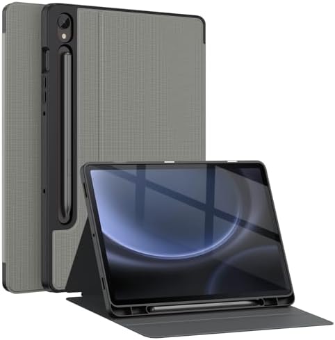 Soke New Case for Samsung Galaxy Tab S9 /S9 FE 5G 2023 - Shockproof Stand Folio Case,Multi-Viewing Angles,Soft TPU Back Cover for Galaxy Tab S9 FE 10.9"/S9 11 inch Tablet,Light Gray