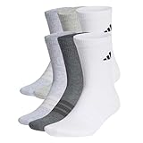 adidas Unisex adulto CUSHIONED CREW SOCKS 6 PAIR PACK, white/light grey heather/medium grey heather/dark grey heather, 45-48