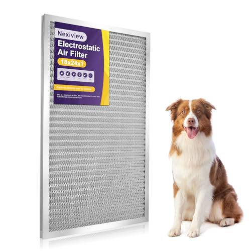 Nexiview 18x24x1 Furnace Filter-MERV8, Washable & Reusable Electrostatic Air Filter, AC/HVAC Furnace Filter, Permanent Air Filter, Breathe Fresher, Easy Install