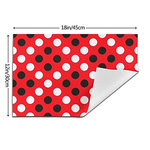 Red White Polka Dot Print Placemat 18”X 12”Heat-Resistant Non-Slip Pvc Woven Placemats For Kitchen Dining Room Table Decor Accessories #TOP2
