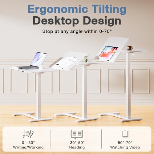 DUMOS Standing Desk with Wheels, Small Rolling Desk, Laptop, photo 4 of 4