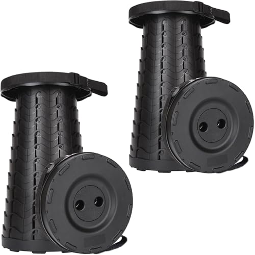 Image of 2-Pack Collapsible Stool, 400lbs Max Weight, Lightweight But Sturdy, Portable Retractable Folding Telescoping Foldable Camping Stool for Adults Outdoor Fishing Hiking BBQ